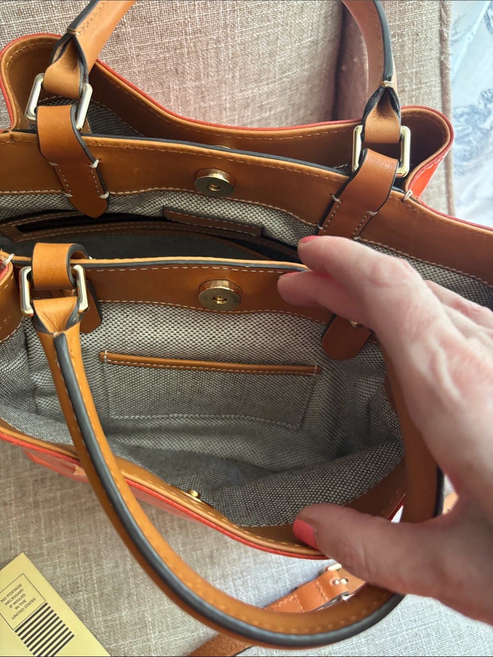 NEW! Dooney & Burke Orange Patent Leather Large City Barlow Bag Limited Edition. - Picture 12 of 14